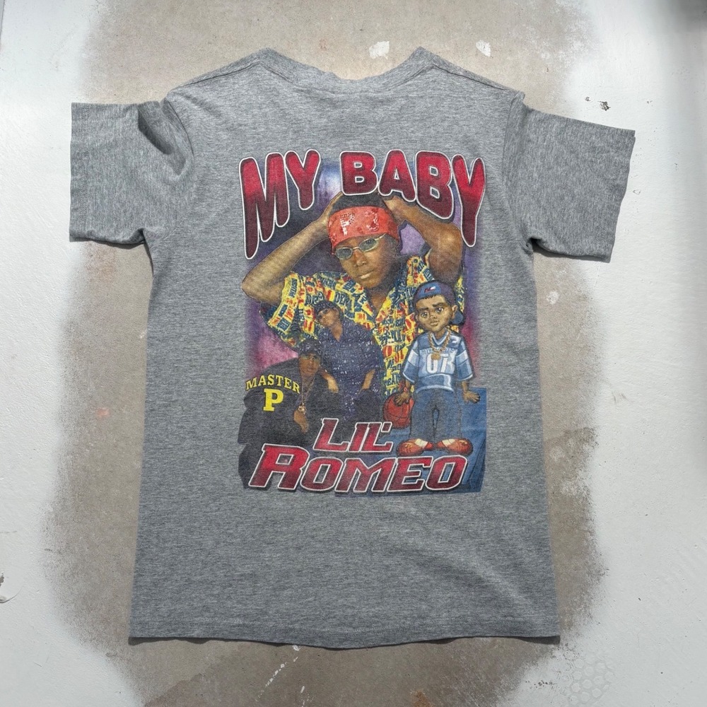 Vintage 90s Lil Romeo My Baby Rap Tee Hip Hop T-Shirt Master P Grey Small - Picture 2 of 5
